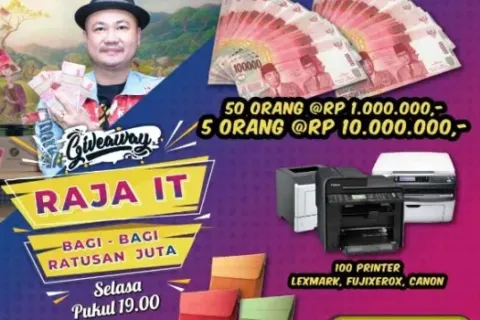 Giveaway Raja IT Bagi Bagi Hadiah Ratusan Juta Rupiah Periode 3 Dan 4