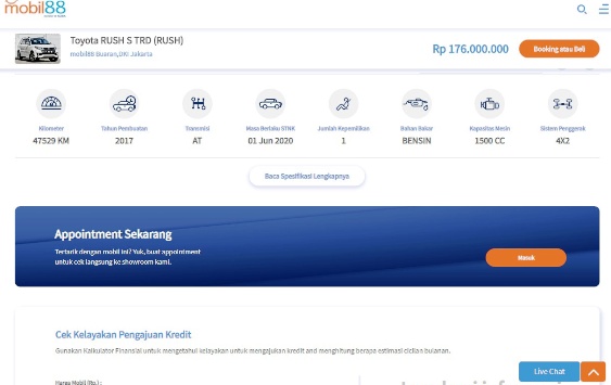 Hasil Akhir Mobil Bekas Toyota Rush di Mobil88