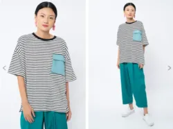 Oversized Tee Black Striped Gyana